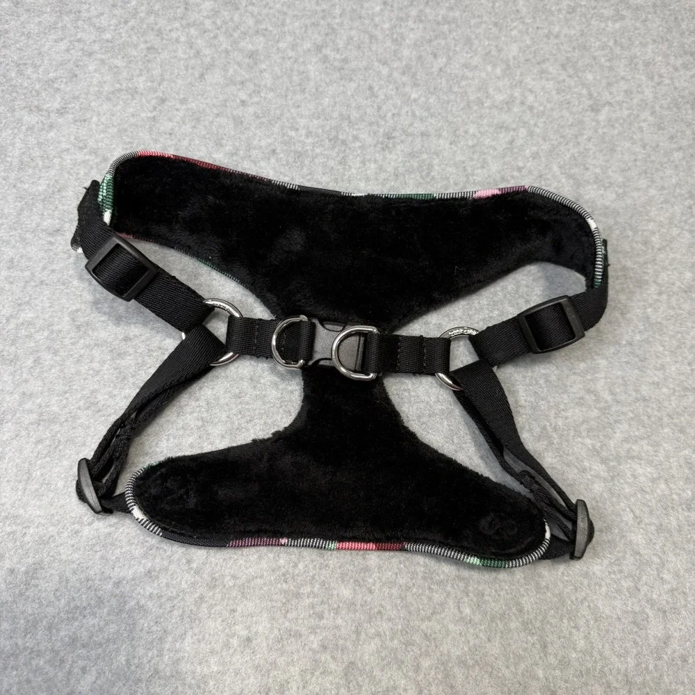 VERA BRADLEY Dog Harness Pink Multicolor Plaid Fleece Lined Size M/L